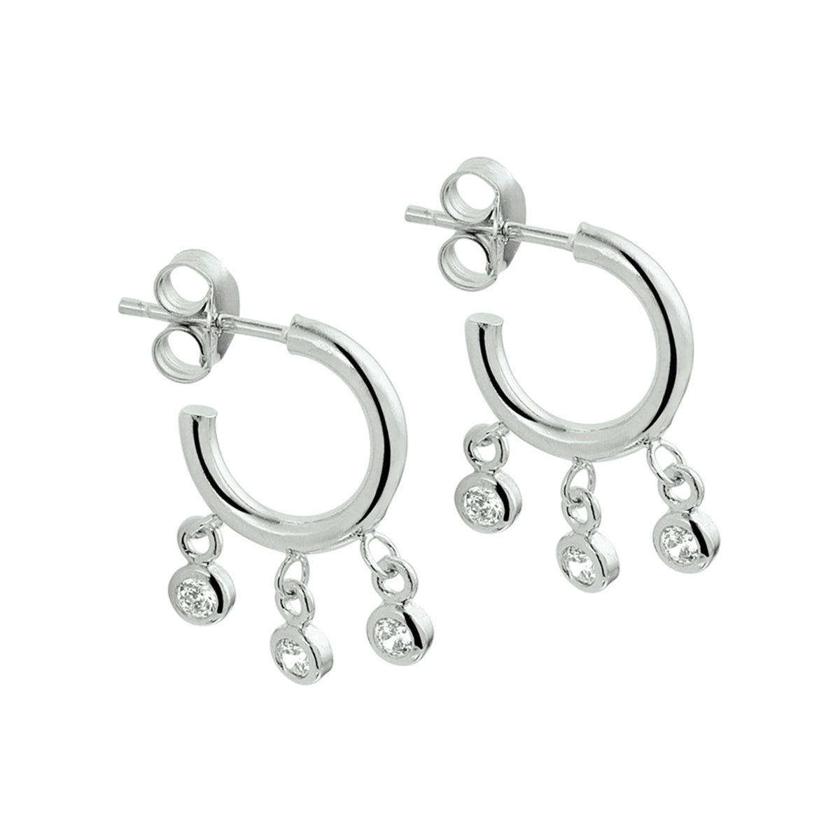 Stekeroorringen zirkonia zilver gerhodineerd