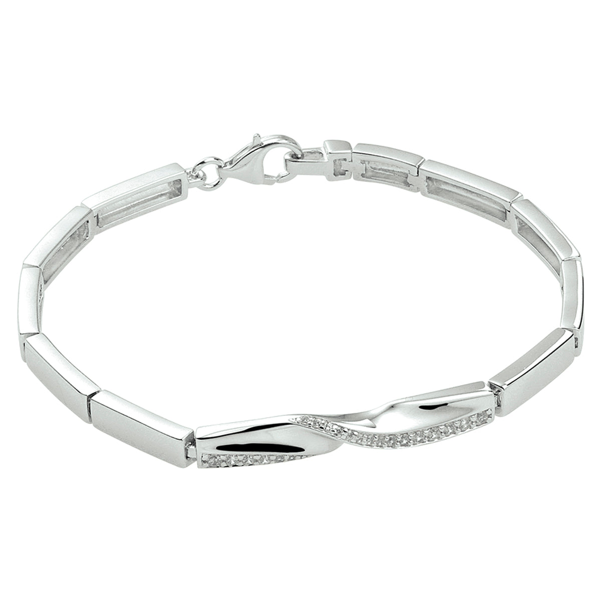 Armband zirkonia 18,5 cm zilver gerhodineerd