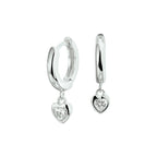 Klapoorringen hart zirkonia zilver gerhodineerd