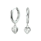 Klapoorringen hart zirkonia zilver gerhodineerd