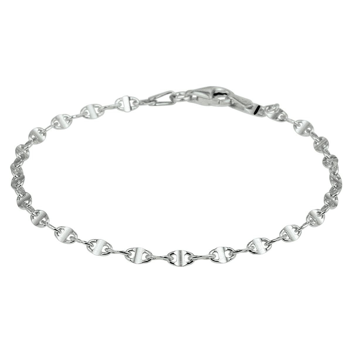 Enkelbandje koffieboon 2,8 mm 24 cm zilver gerhodineerd