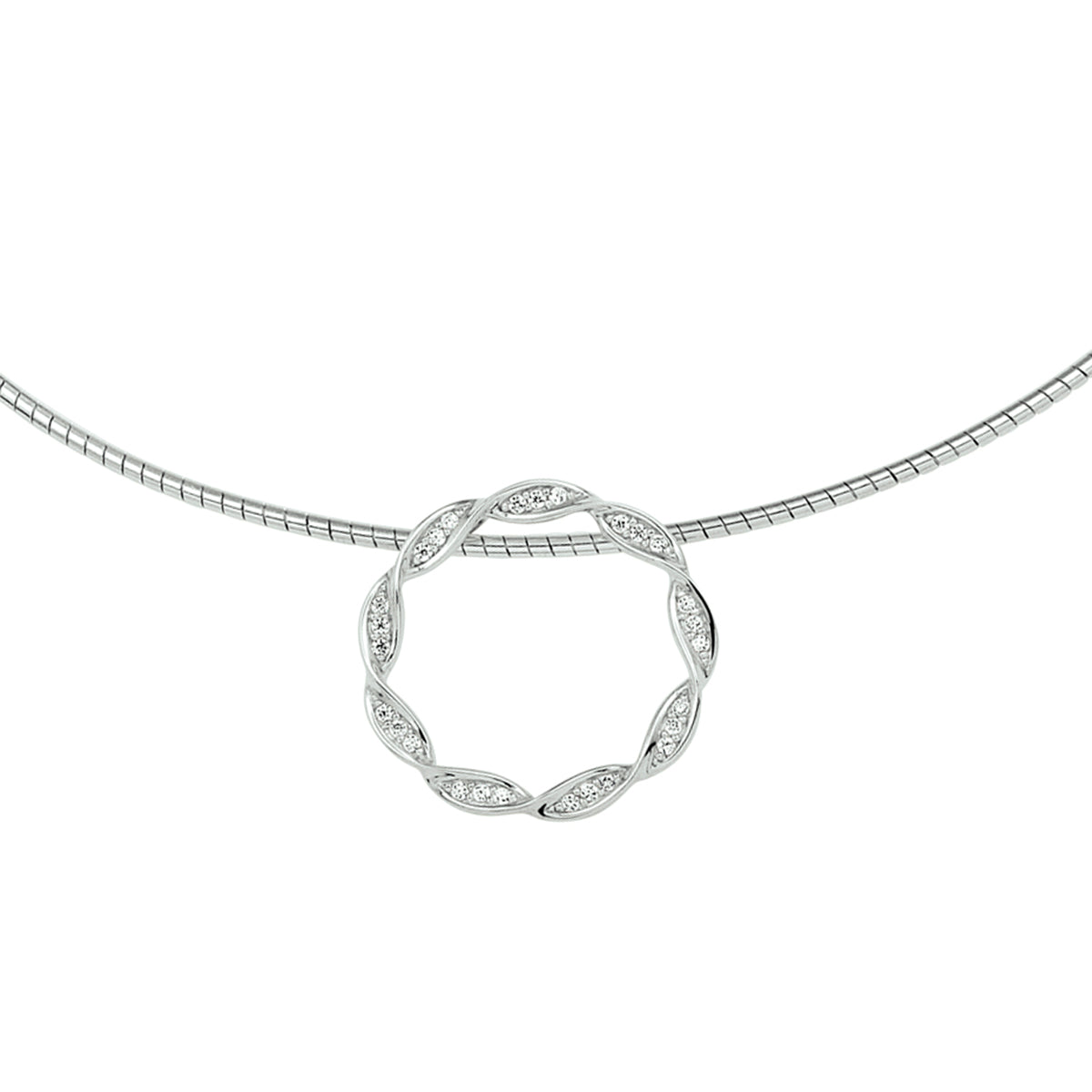Collier zirkonia 42 + 3 cm zilver gerhodineerd
