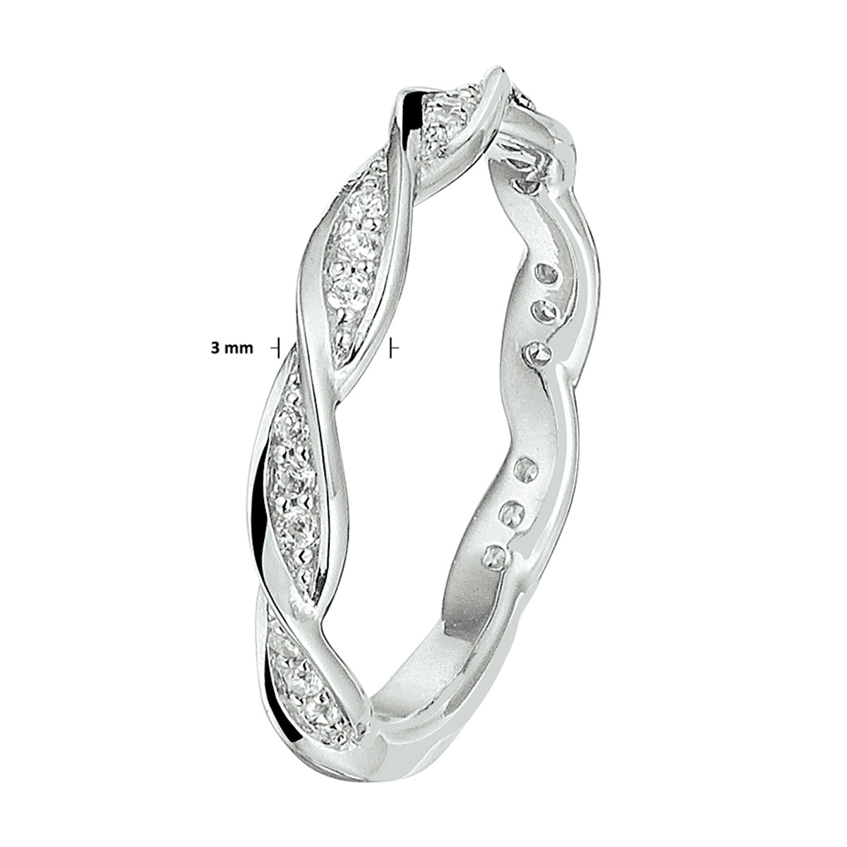 Ring zirkonia zilver gerhodineerd