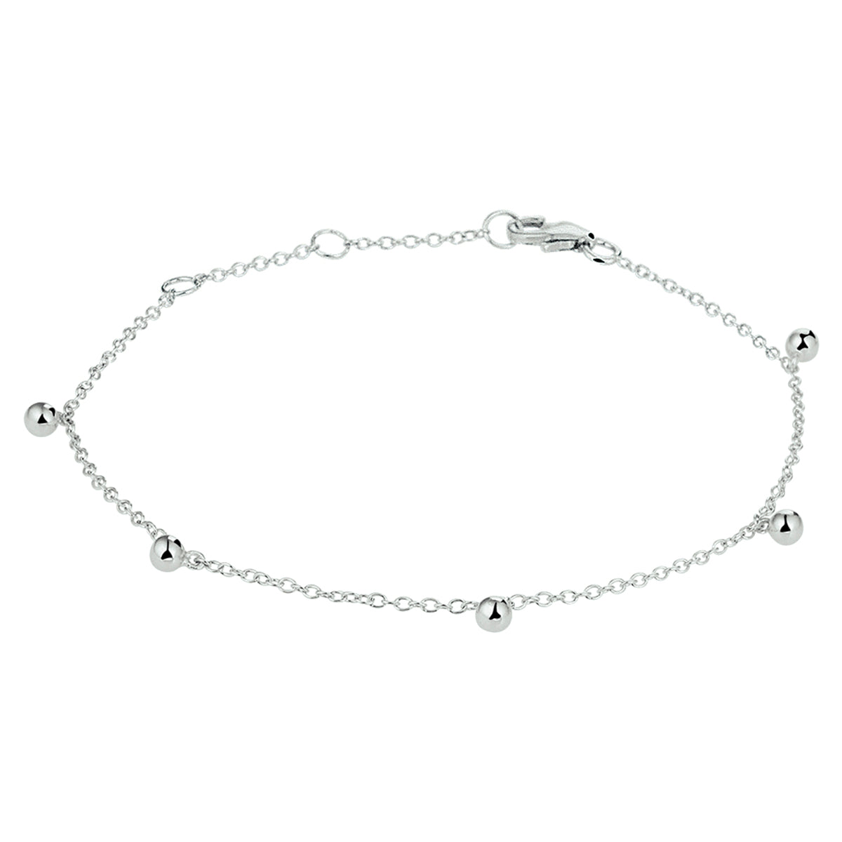 Armband bolletjes 16 - 17,5 - 19 cm zilver gerhodineerd