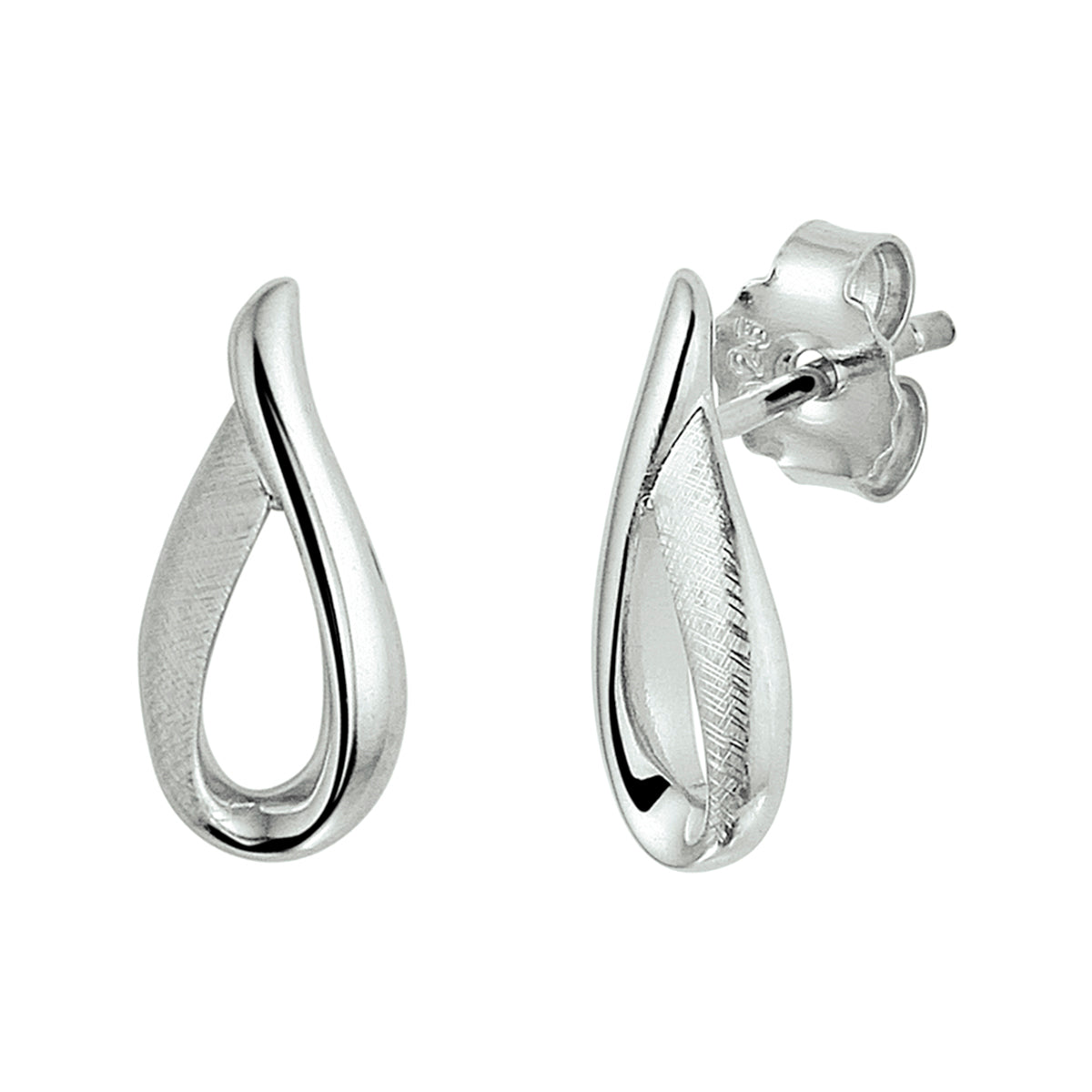 Oorknoppen gescratcht zilver gerhodineerd