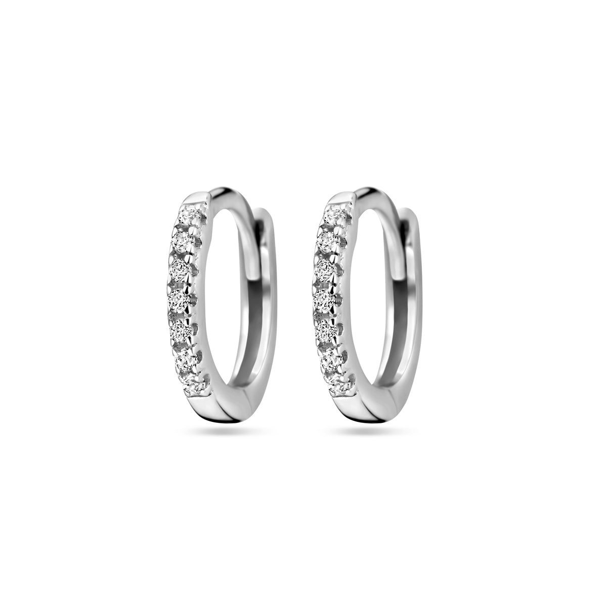 Klapoorringen zirkonia zilver gerhodineerd