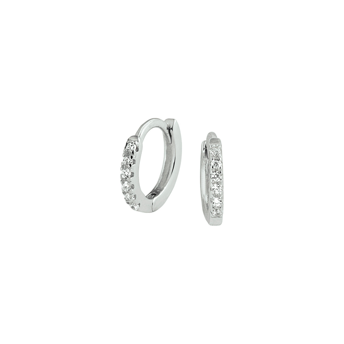 Klapoorringen zirkonia zilver gerhodineerd