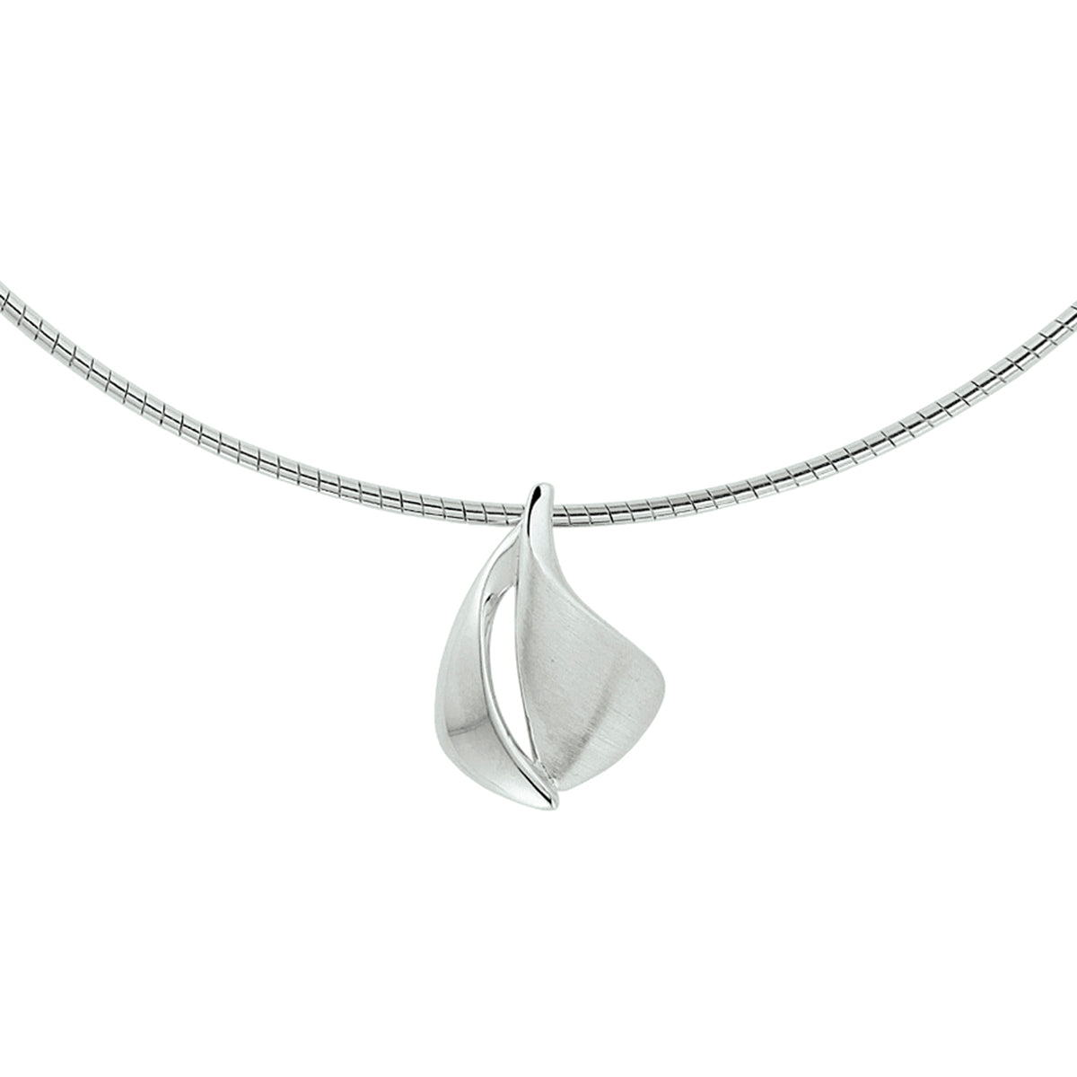 Collier poli/mat 42 + 3 cm zilver gerhodineerd