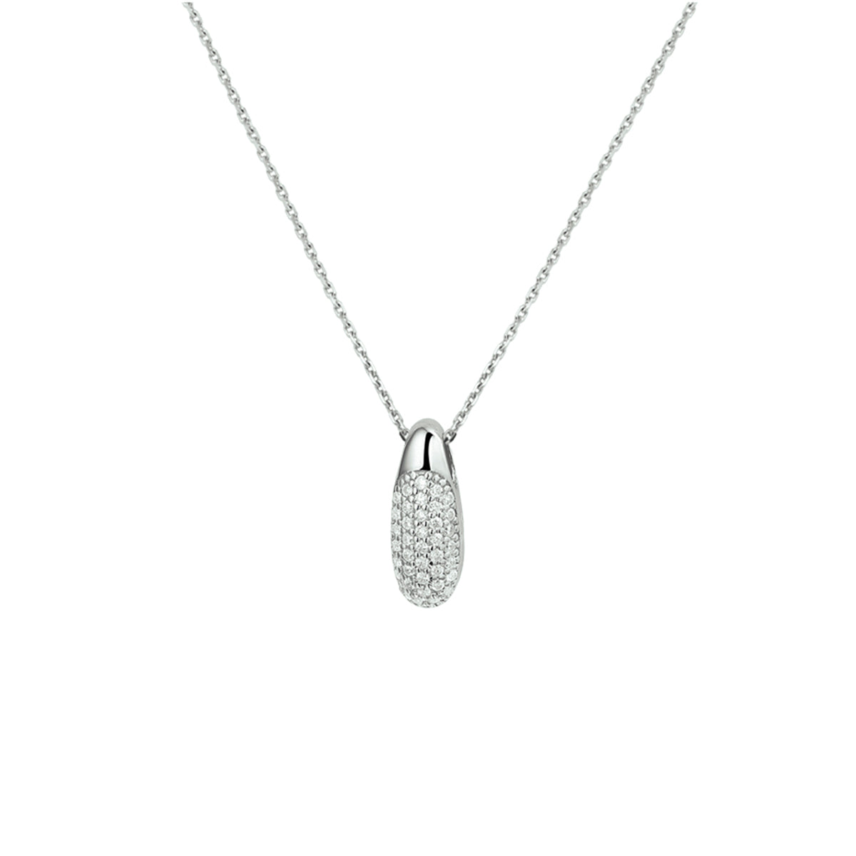 Collier zirkonia 41 + 4 cm zilver gerhodineerd