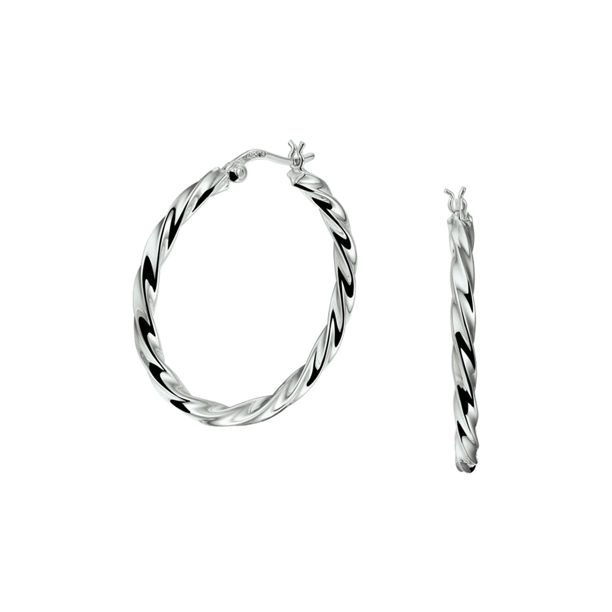 Oorringen gedraaide buis zilver gerhodineerd