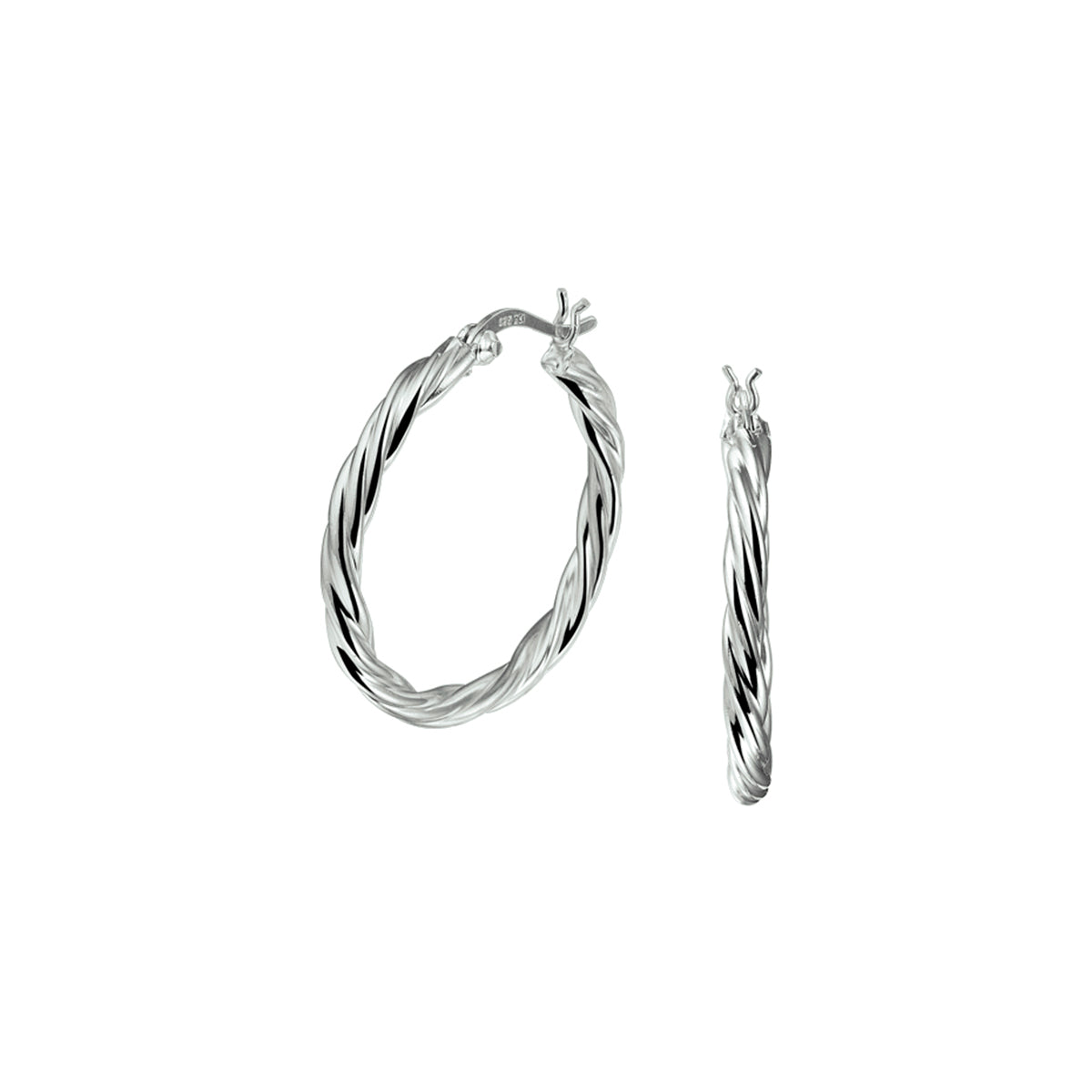 Oorringen gedraaide buis zilver gerhodineerd