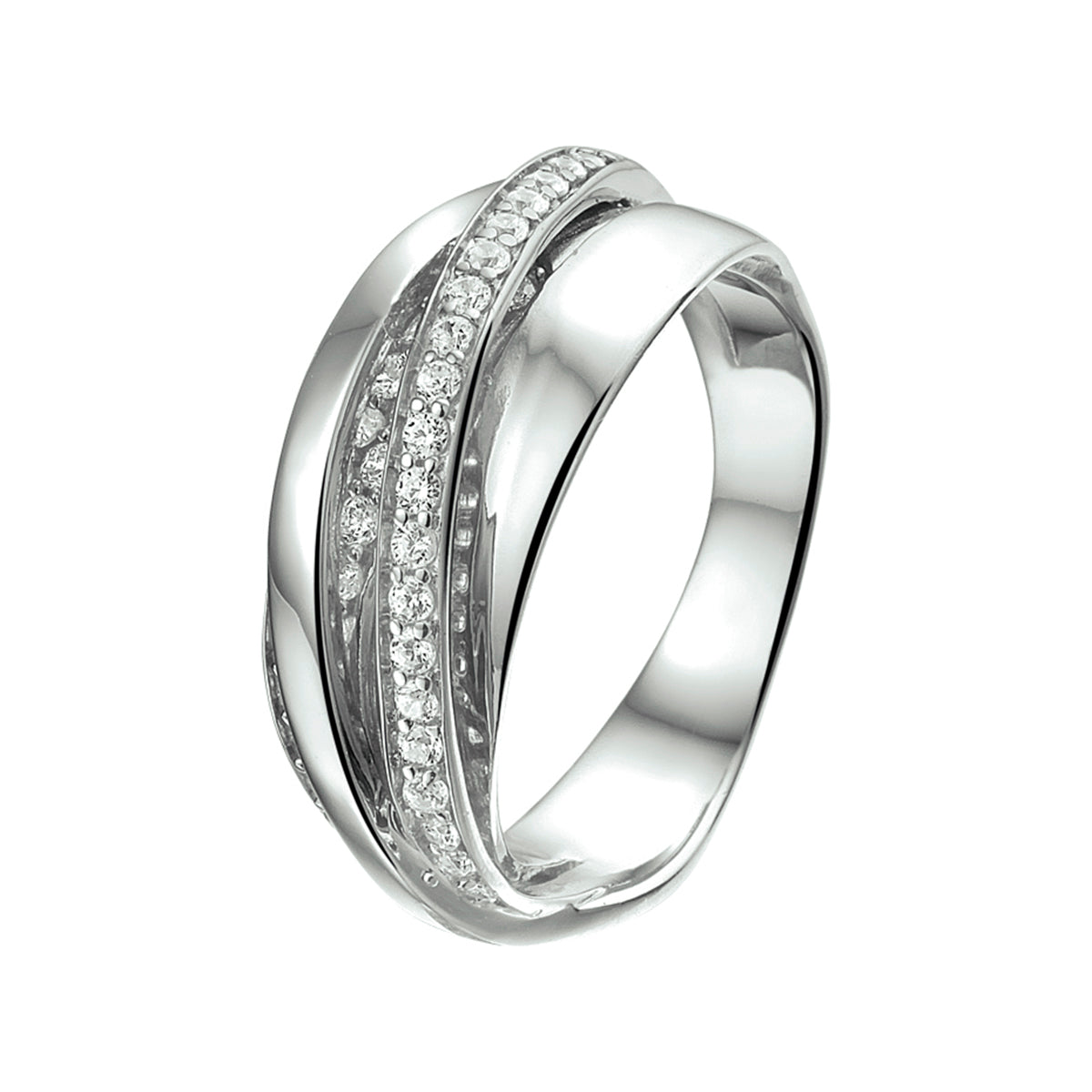 Ring zirkonia zilver gerhodineerd