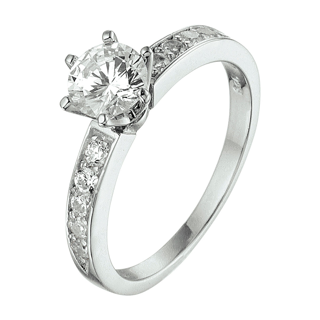 Ring zirkonia zilver gerhodineerd