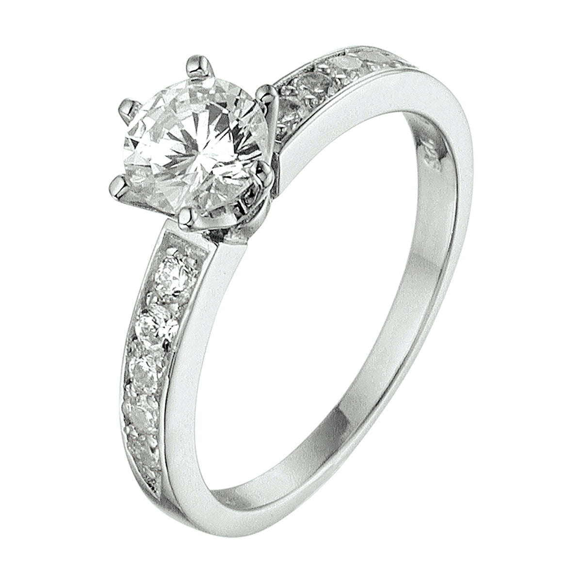 Ring zirkonia zilver gerhodineerd