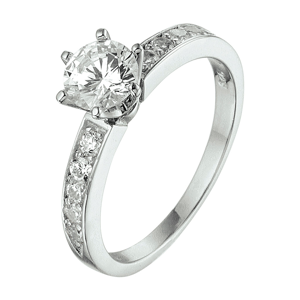 Ring zirkonia zilver gerhodineerd