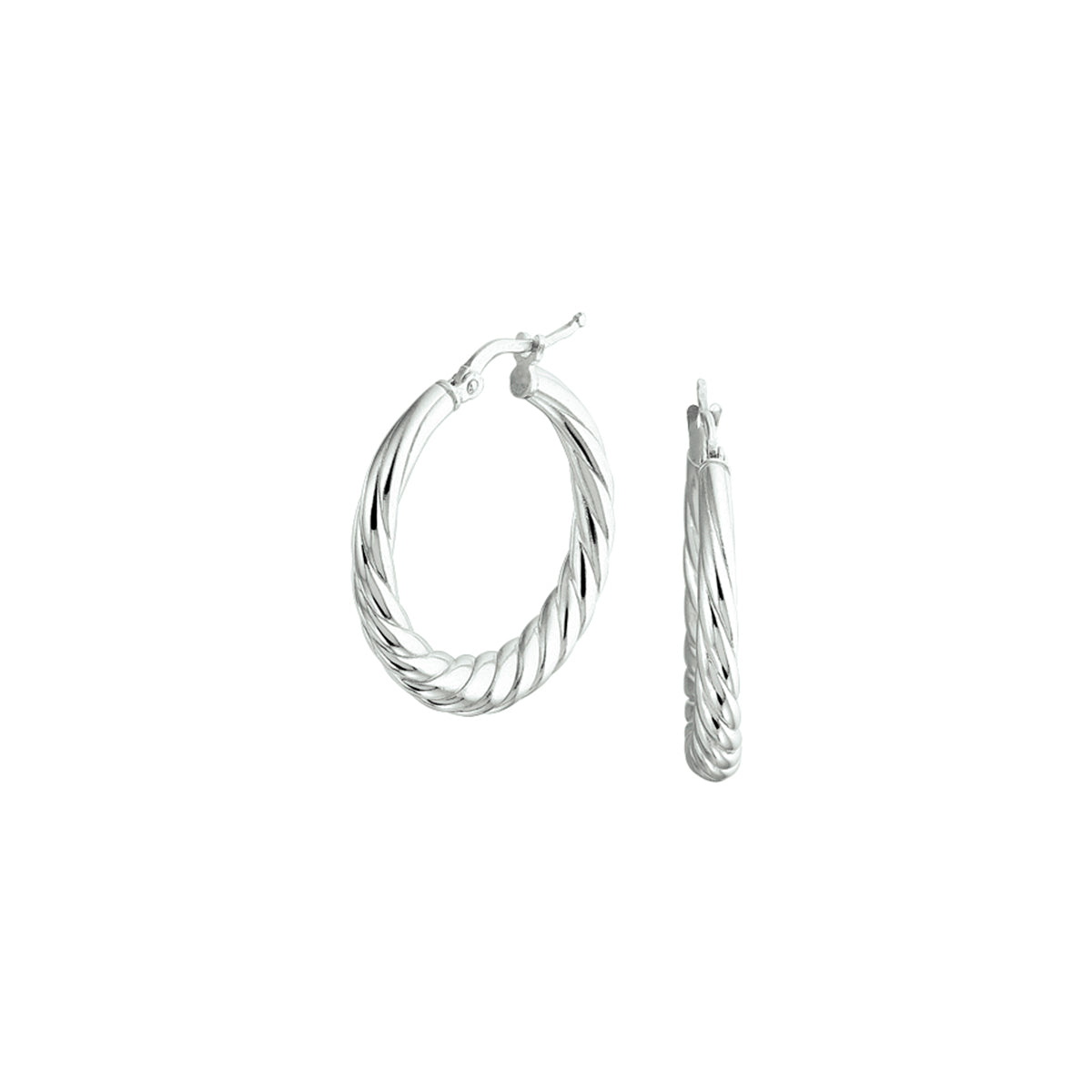 Oorringen gedraaide buis zilver gerhodineerd