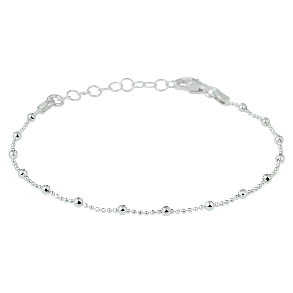 Armband bolletjes 2,0 mm 16 + 3 cm zilver gerhodineerd