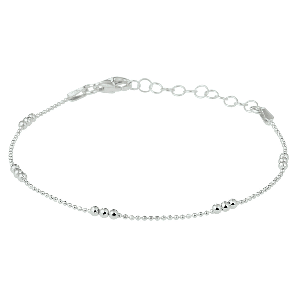 Armband bolletjes 2,0 mm 16 + 3 cm zilver gerhodineerd