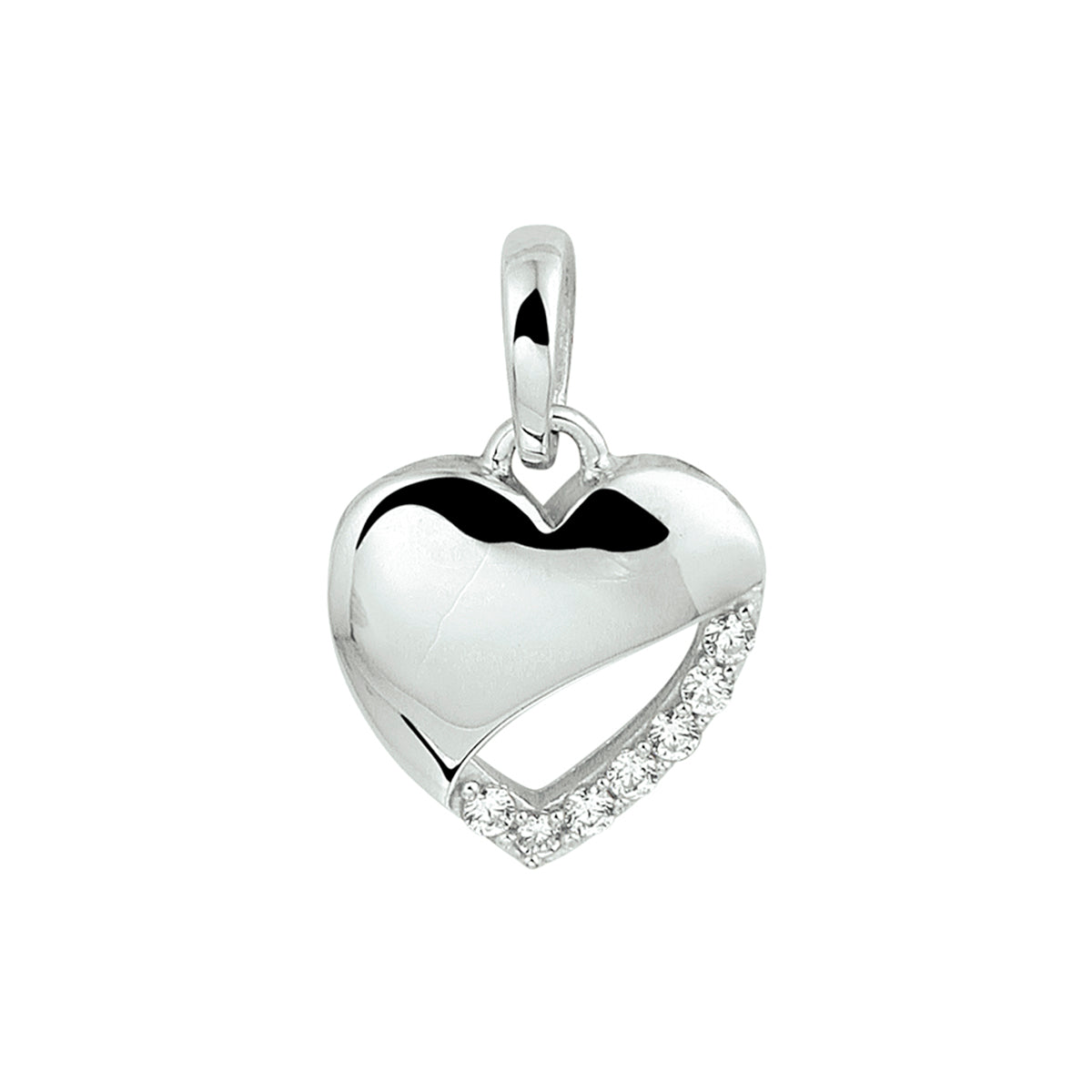 Hanger hart zirkonia zilver gerhodineerd