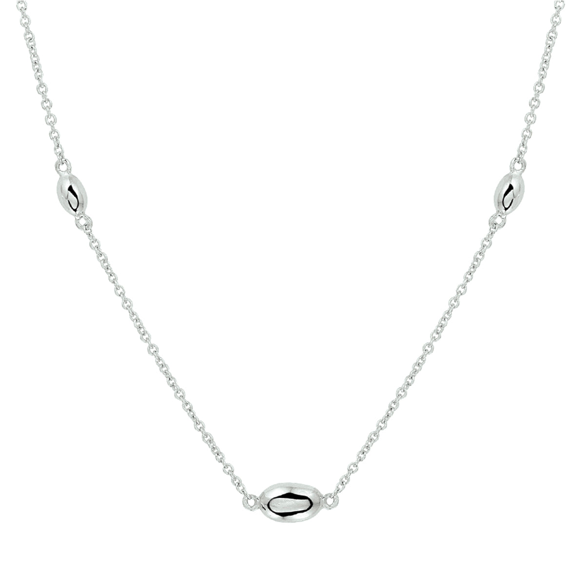 Collier ovaaltjes 42 + 3 cm zilver gerhodineerd