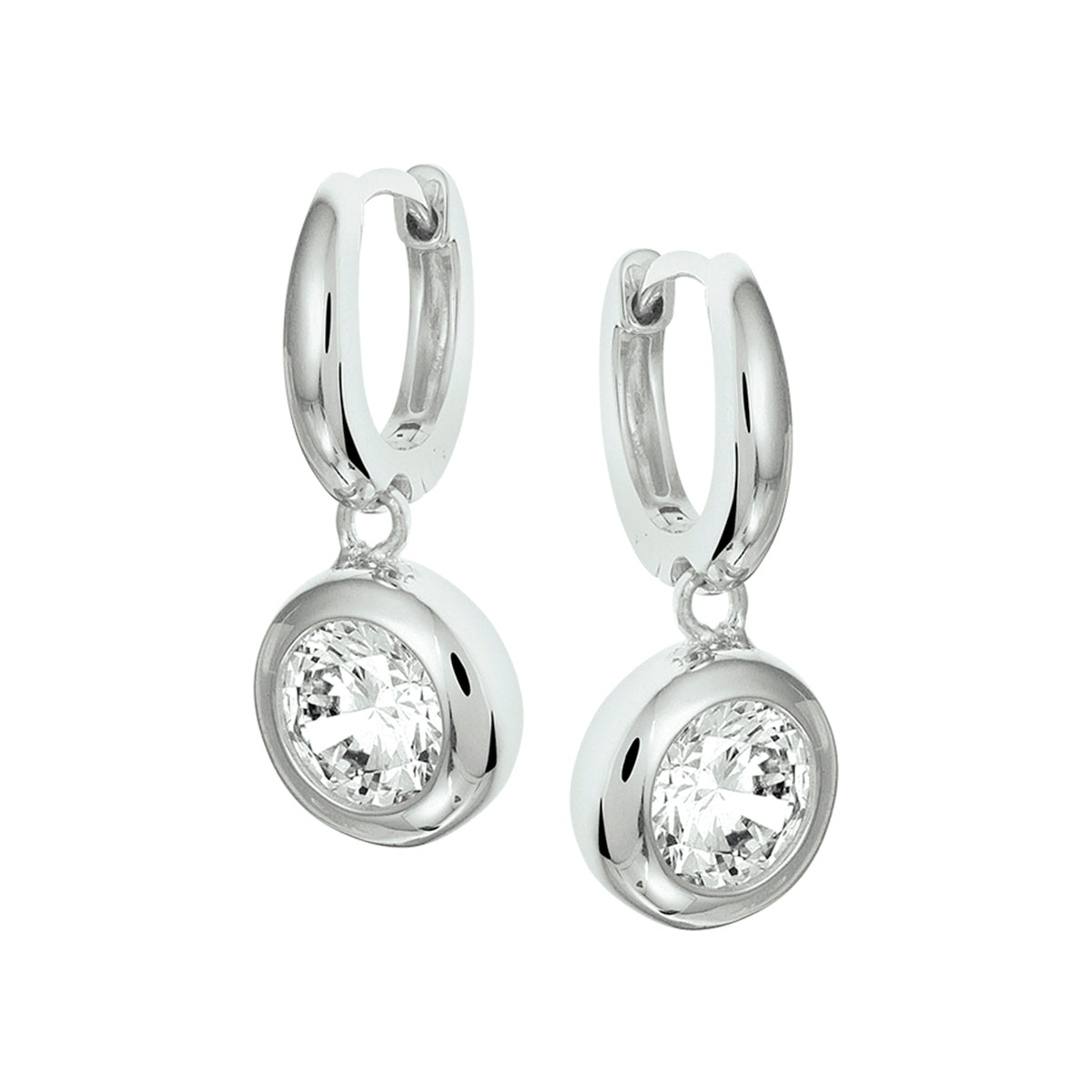 Klapoorringen met zirkonia zilver gerhodineerd