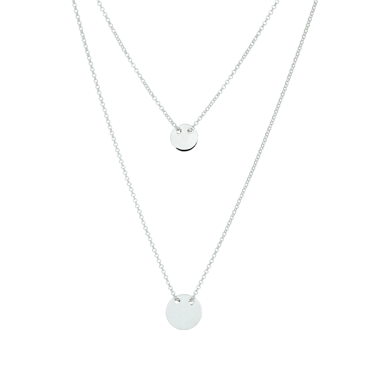 Graveercollier rondjes 42 + 3 cm zilver gerhodineerd