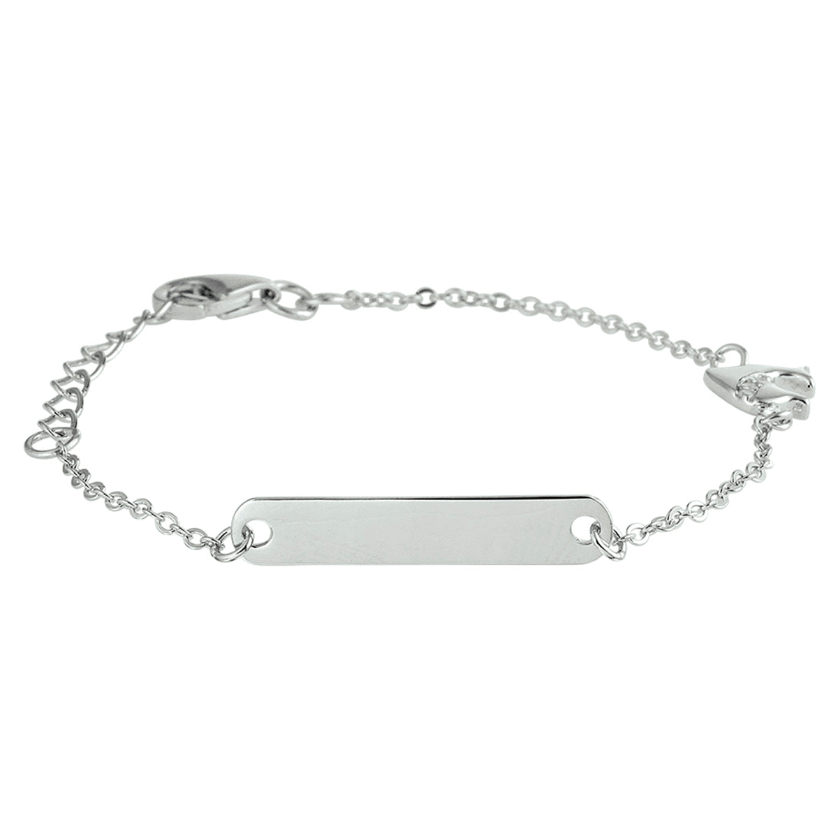 Graveerarmband dolfijn zirkonia plaat 4,0 mm 11 + 2 cm zilver gerhodineerd