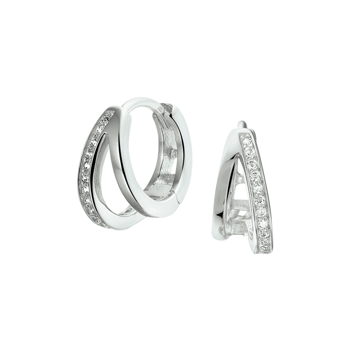 Klapoorringen zirkonia zilver gerhodineerd