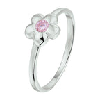 Ring bloem roze zirkonia zilver gerhodineerd
