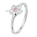 Ring bloem roze zirkonia zilver gerhodineerd
