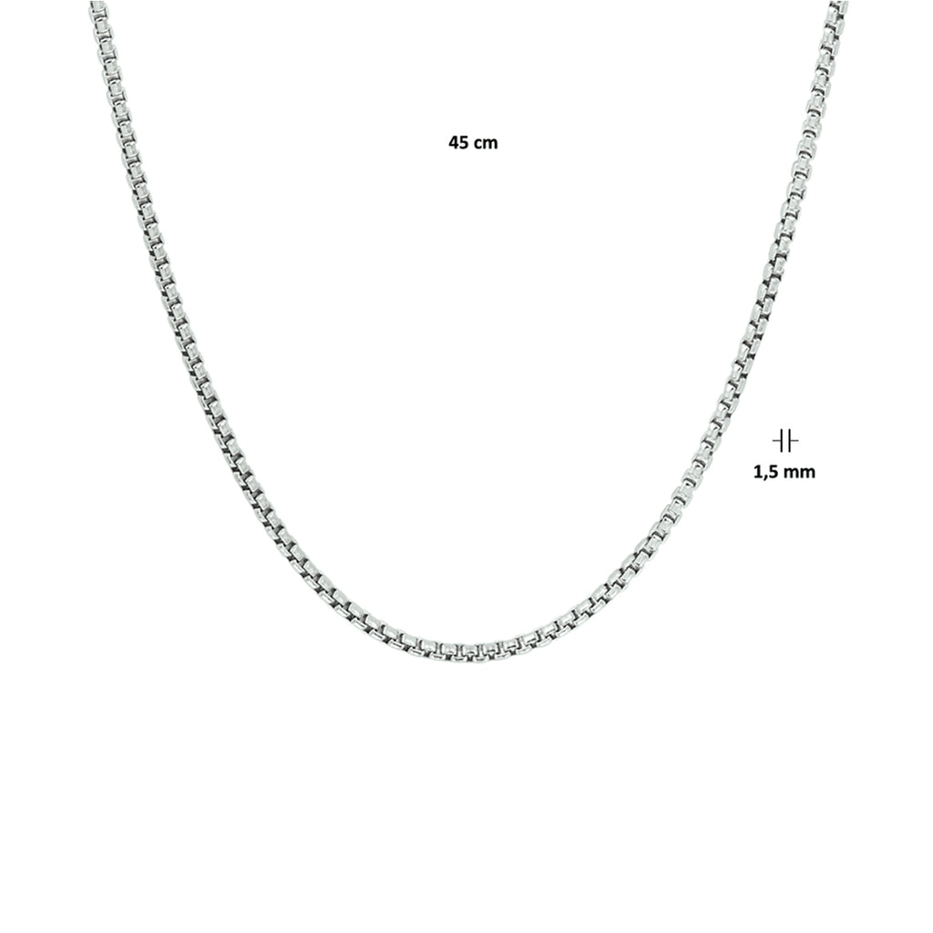 Collier venetiaans bol 1,5 mm zilver gerhodineerd