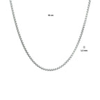 Collier venetiaans bol 1,5 mm zilver gerhodineerd
