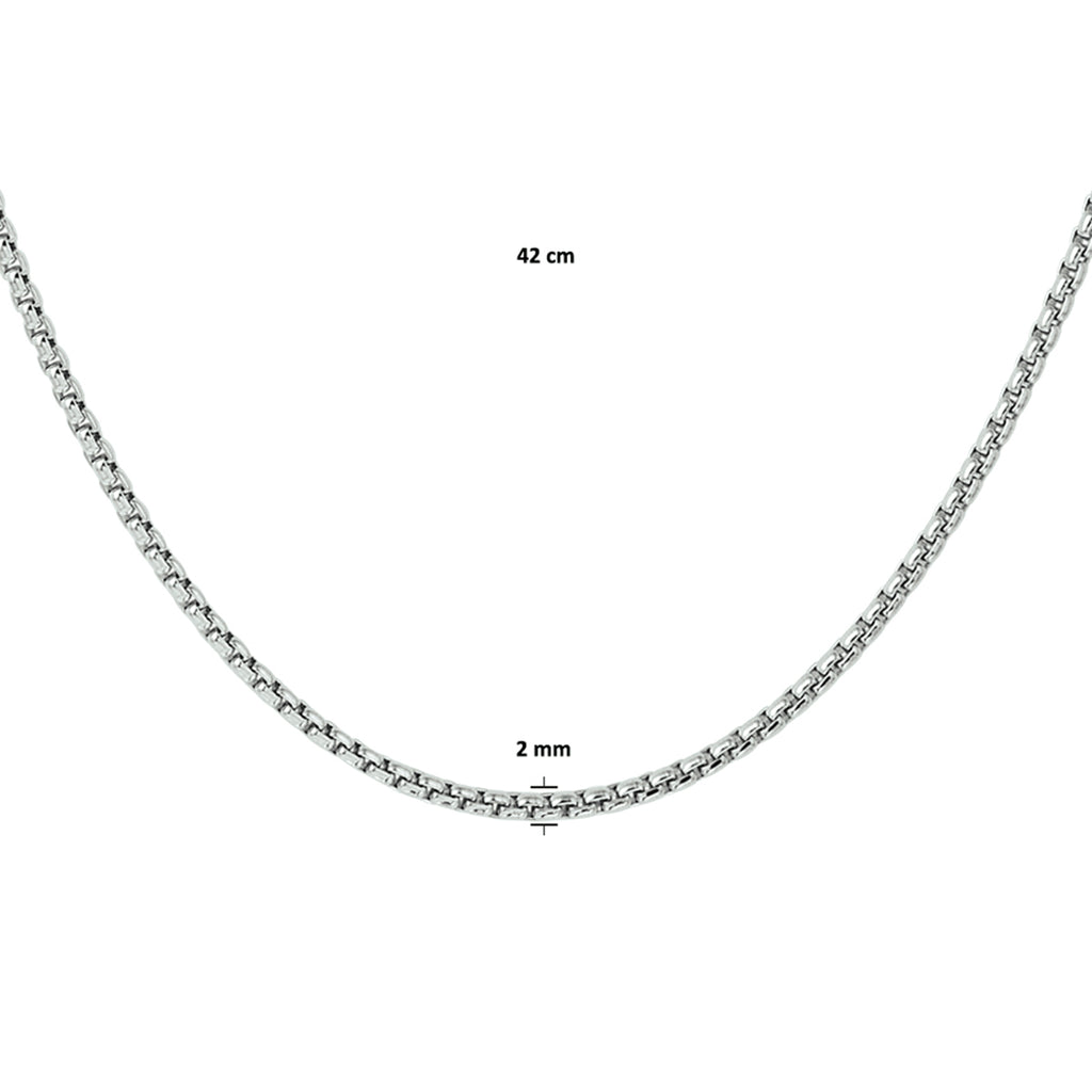 Collier venetiaans bol 2,0 mm zilver gerhodineerd