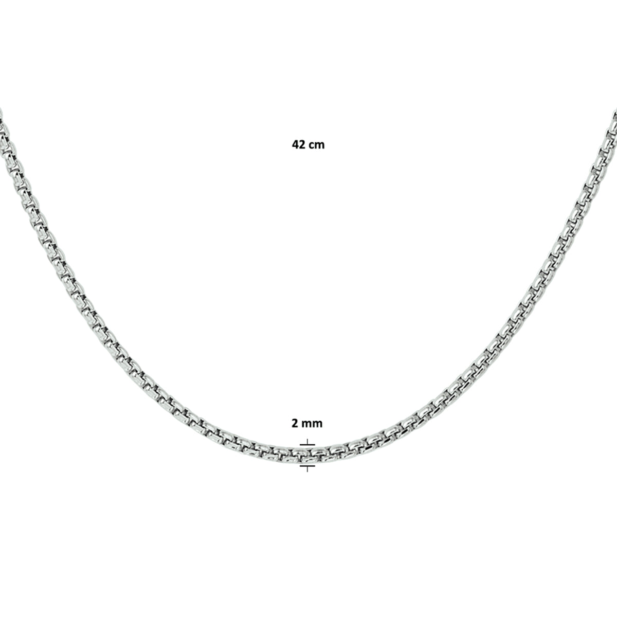 Collier venetiaans bol 2,0 mm zilver gerhodineerd