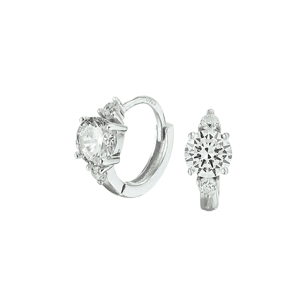 Klapoorringen zirkonia zilver gerhodineerd