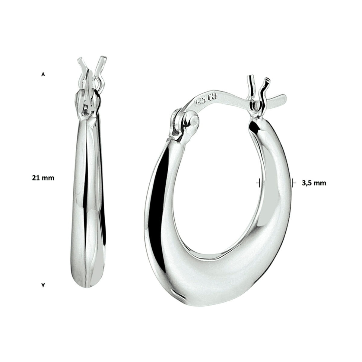 Oorringen zilver gerhodineerd