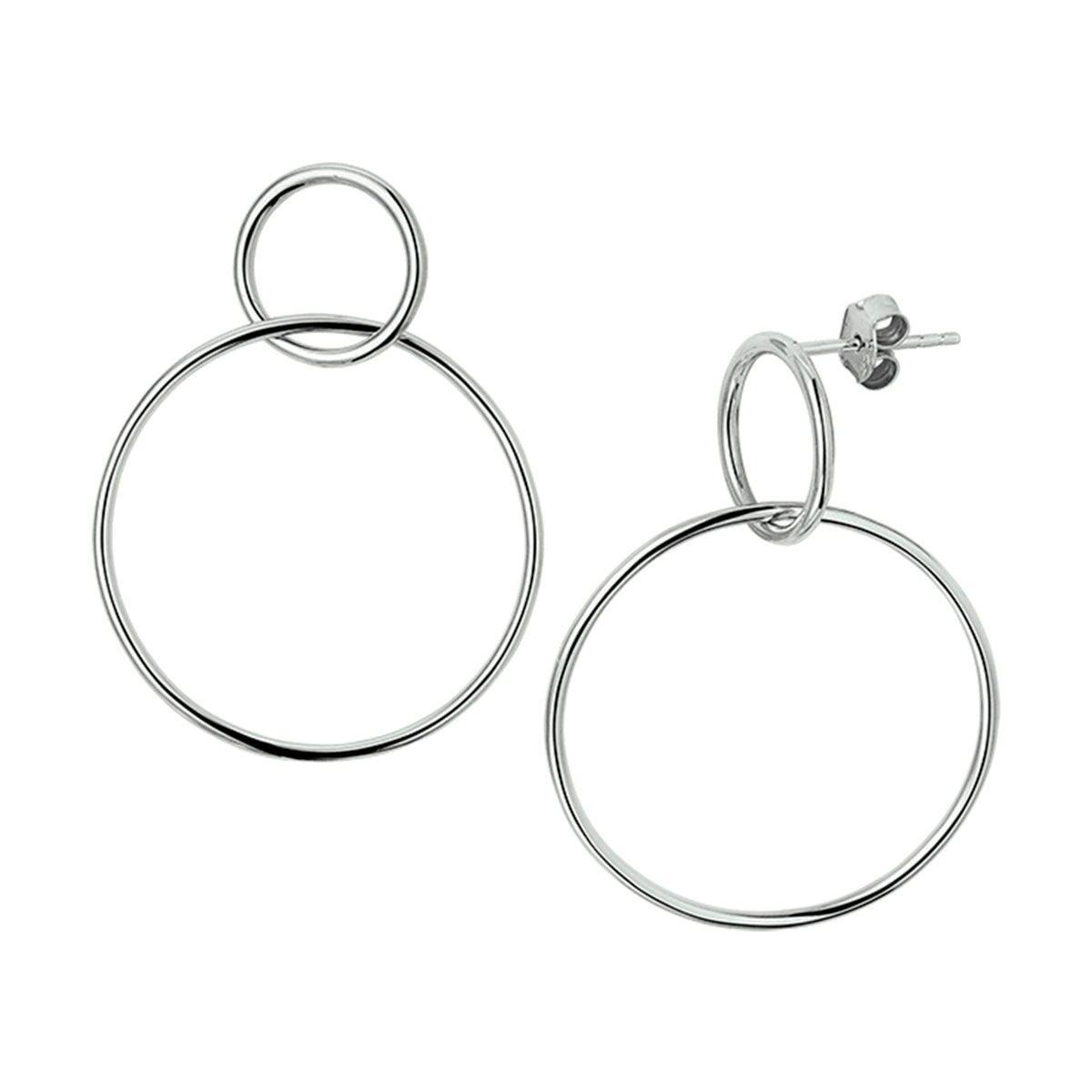 Oorhangers rondjes zilver gerhodineerd