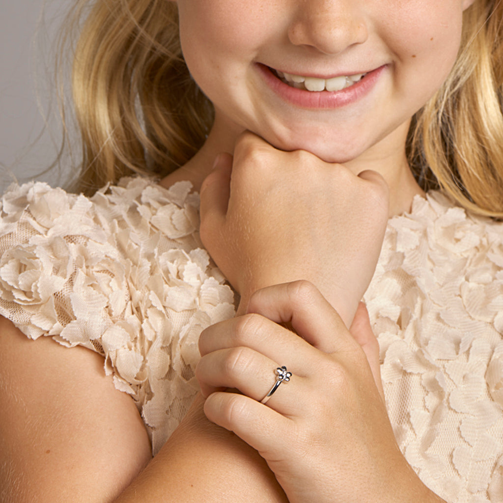 Ring bloem zirkonia zilver gerhodineerd