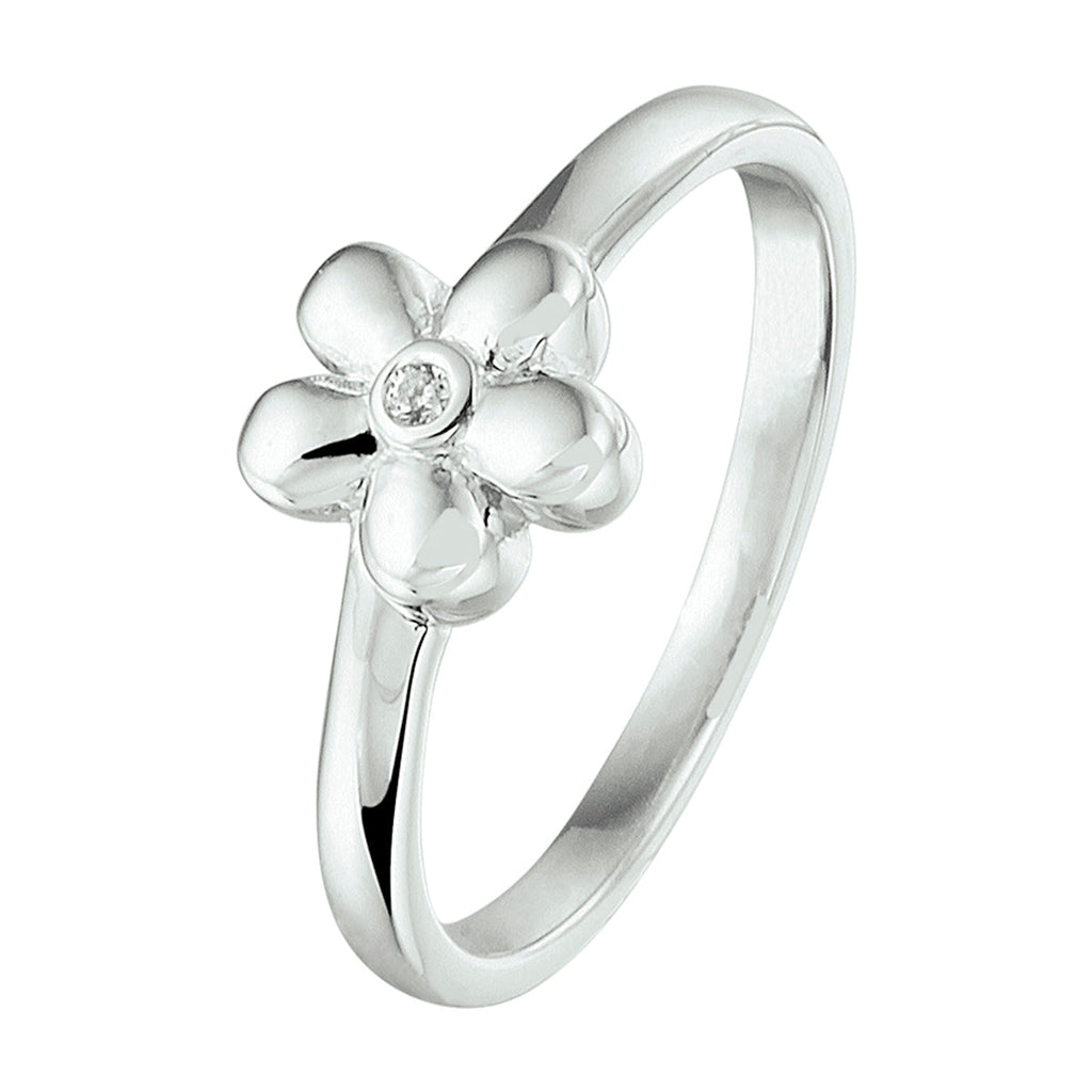 Ring bloem zirkonia zilver gerhodineerd