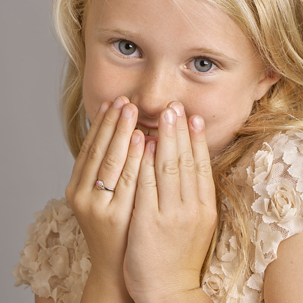 Ring cupcake zilver gerhodineerd