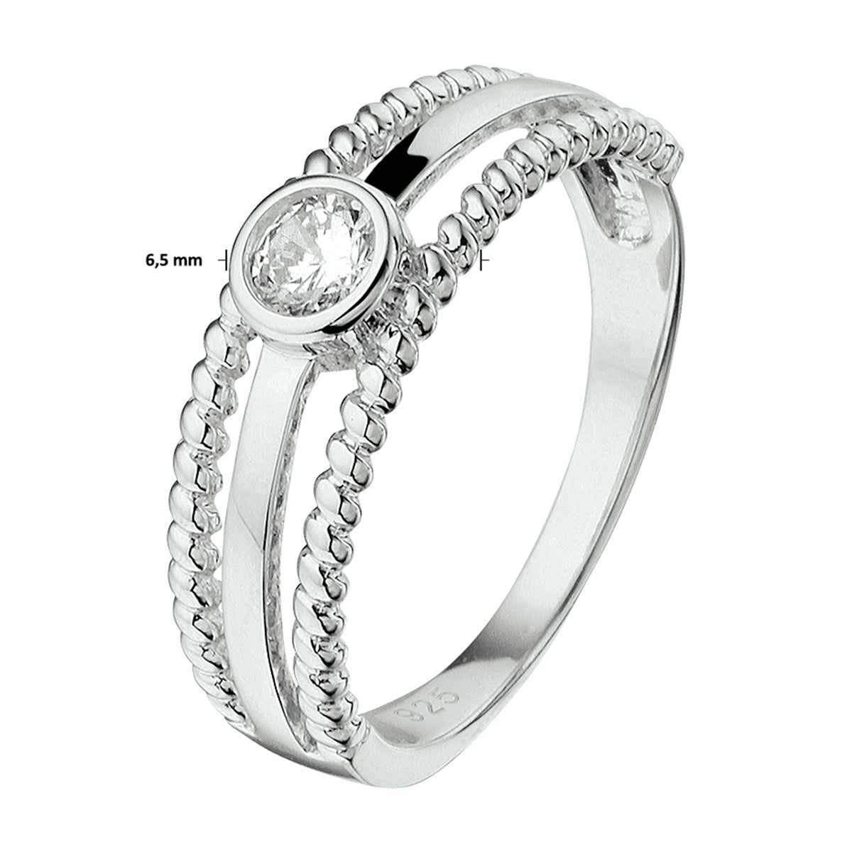 Ring zirkonia zilver gerhodineerd