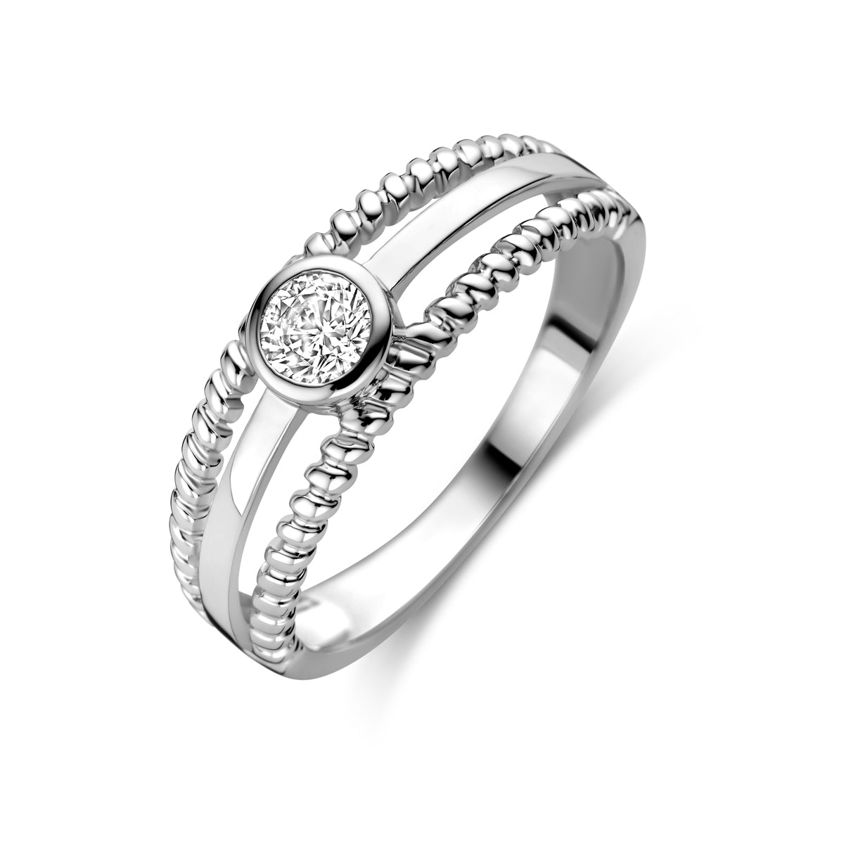 Ring zirkonia zilver gerhodineerd