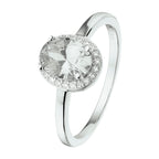 Ring zirkonia halo zilver gerhodineerd