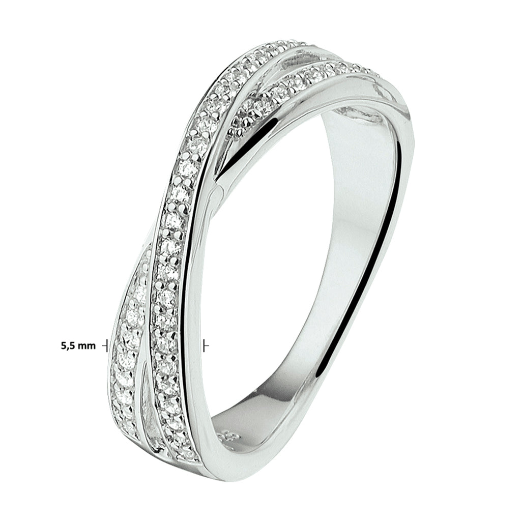 Ring zirkonia zilver gerhodineerd
