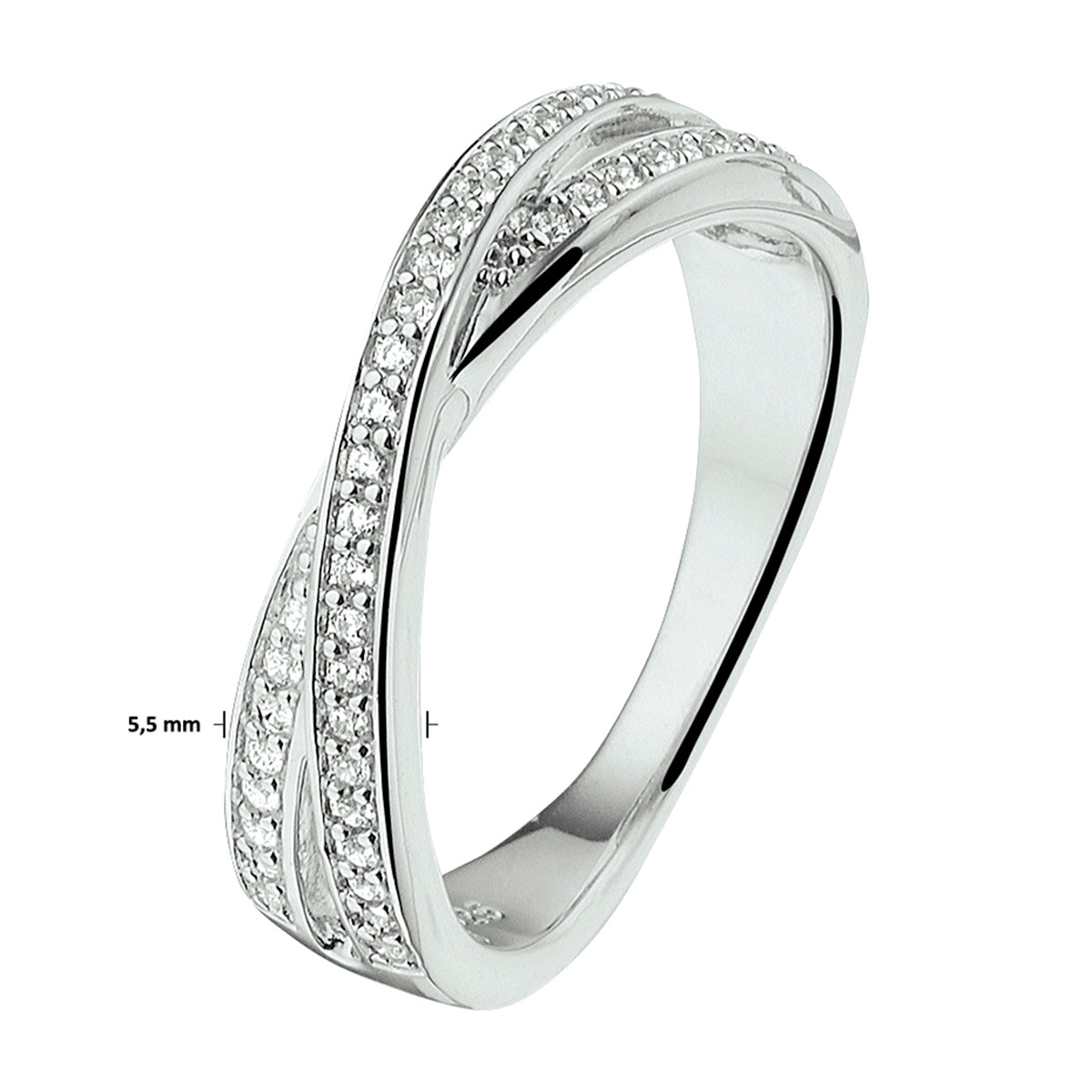 Ring zirkonia zilver gerhodineerd