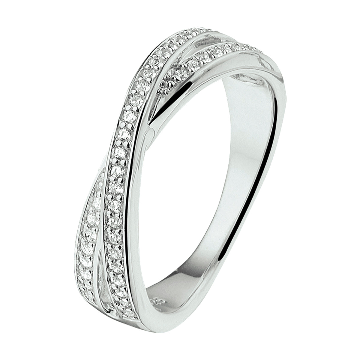 Ring zirkonia zilver gerhodineerd