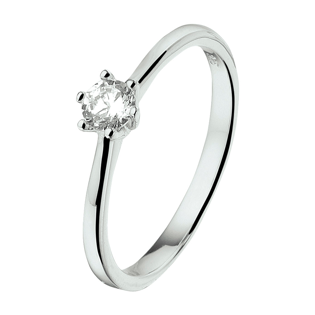 Ring zirkonia zilver gerhodineerd