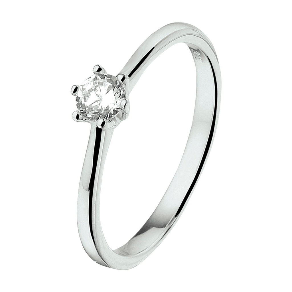 Ring zirkonia zilver gerhodineerd