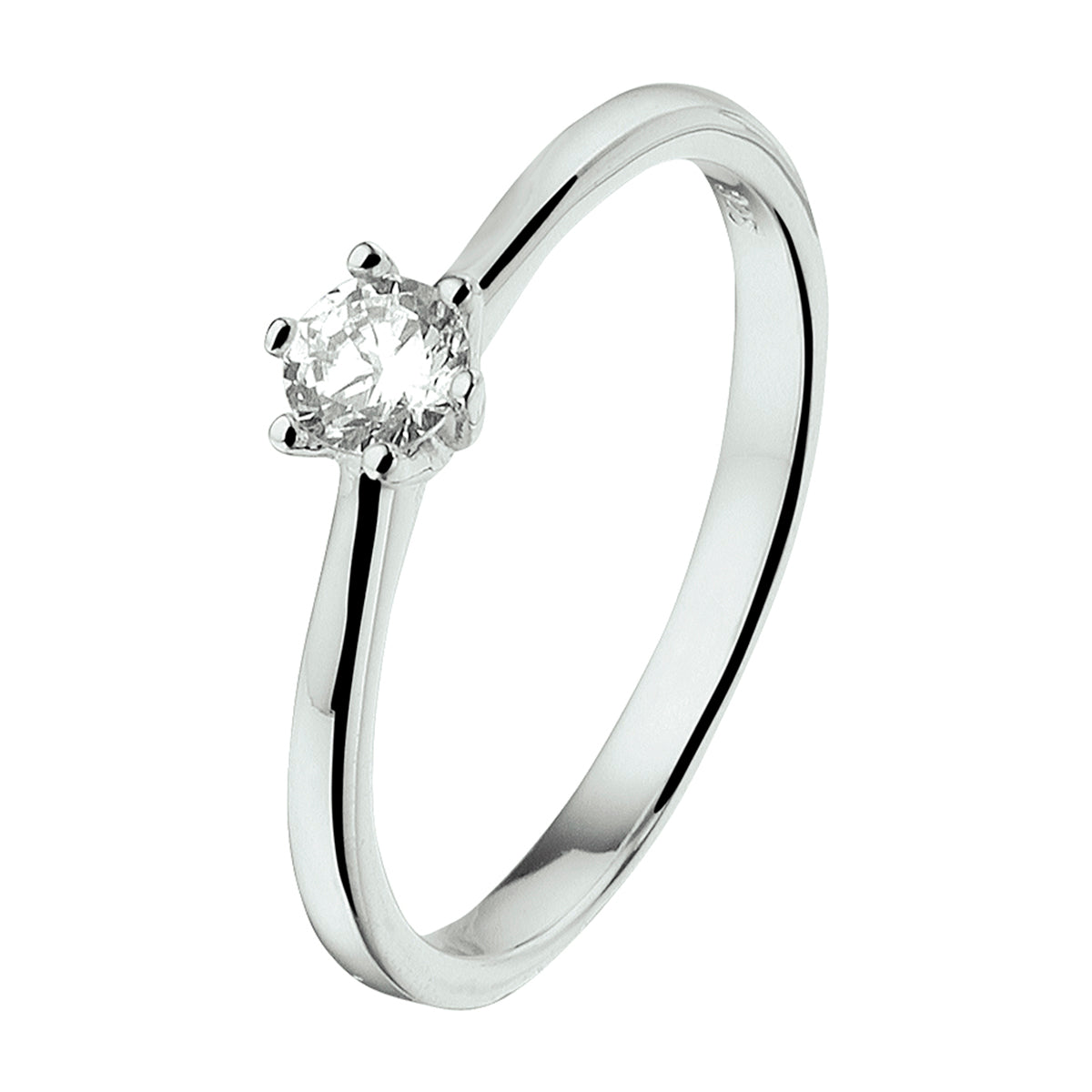 Ring zirkonia zilver gerhodineerd