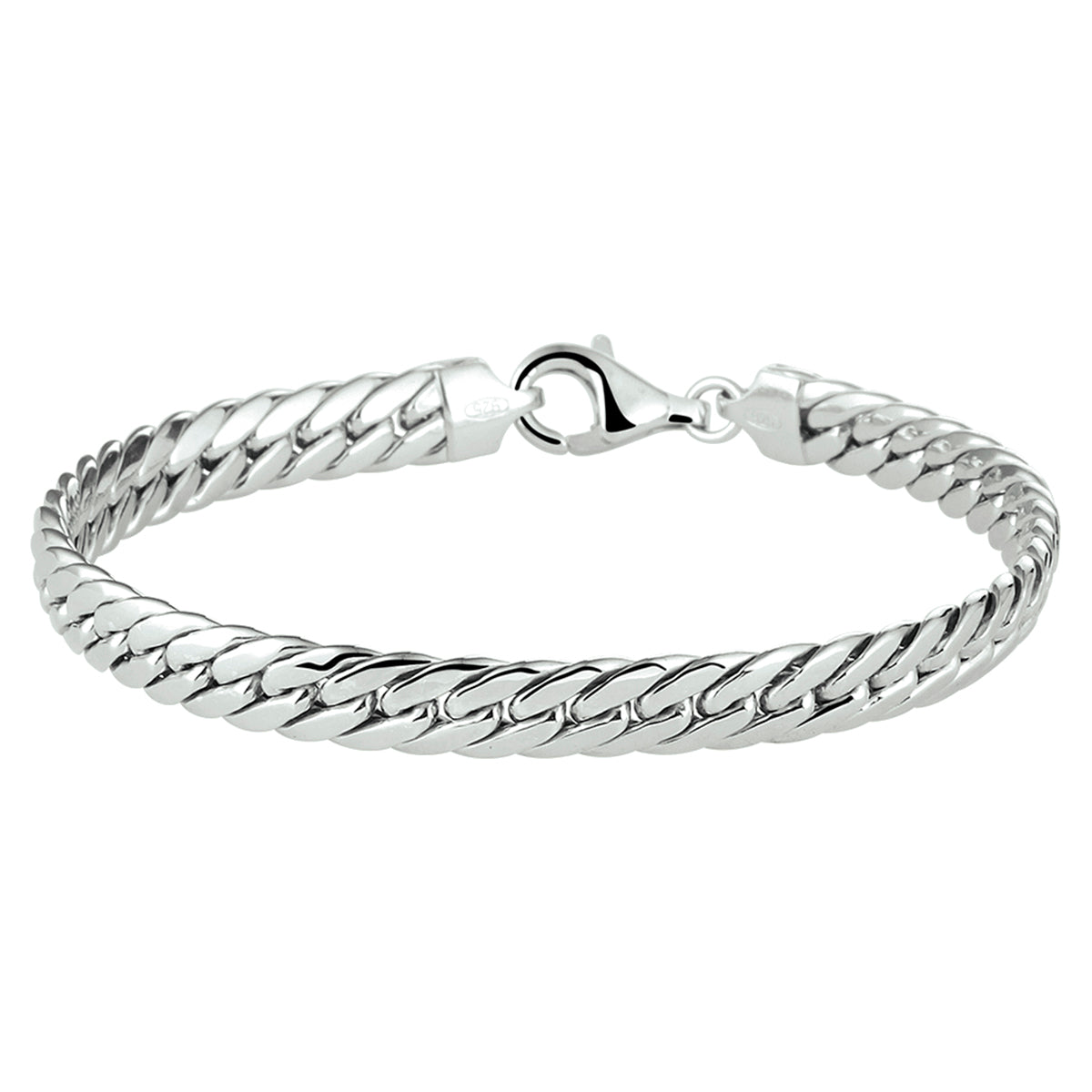 Armband gourmette 4-zijdes geslepen 6,0 mm 19 cm zilver gerhodineerd